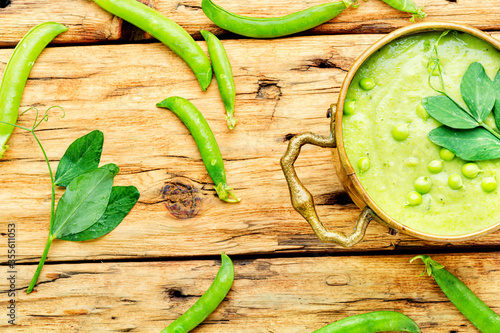 Traditional soup with peas photo