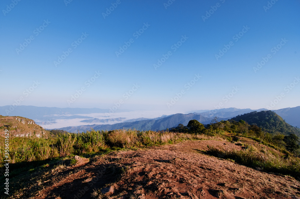 Beautiful mountains landscape. Sunrise on Phu Chi Fa, North Thailand. Beautiful mountains landscape. Sunrise on Phu Chi Fa, North Thailand.