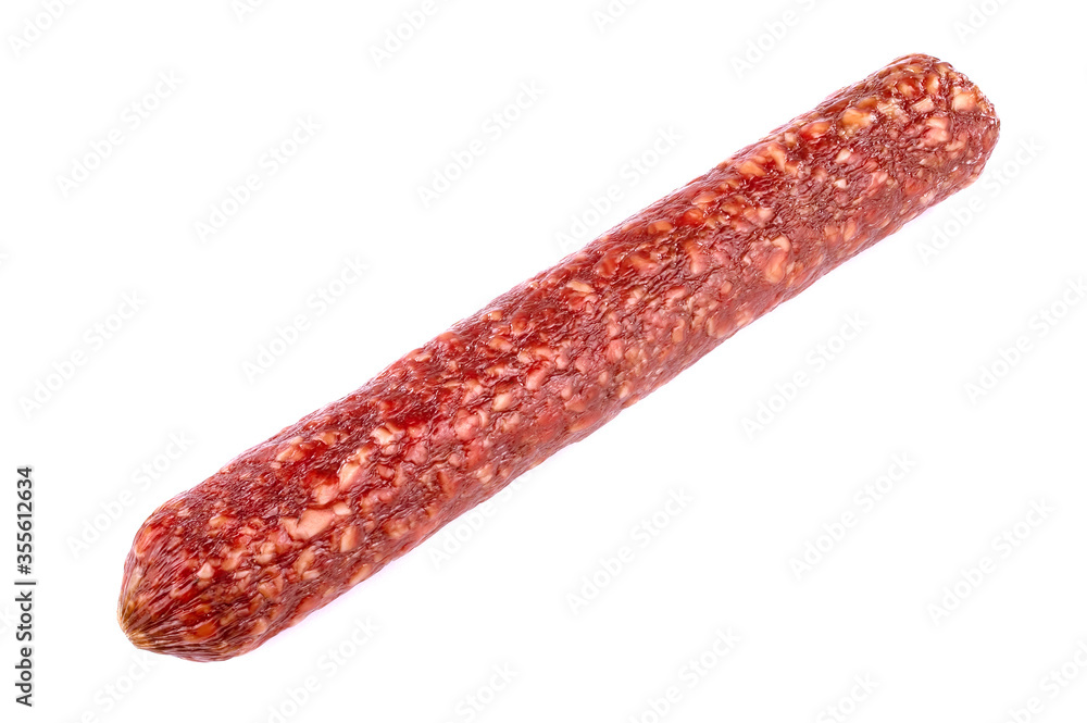 Smoked sausage salami isolated on a white background Smoked sausage salami isolated on a white background
