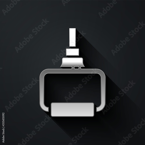Silver TPX loop training equipment icon isolated on black background. Sport equipment. Long shadow style. Vector Illustration.