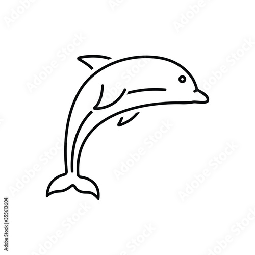 Stampa su tela Black line icon for dolphin