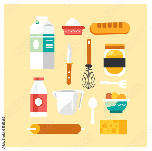 Vector illustration of  baking tools collection 