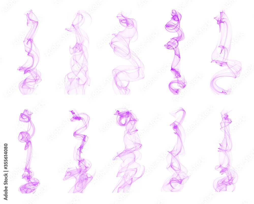 Vector set of beautiful smoke brushes. Curve smoke lines illustration Vector set of beautiful smoke brushes. Curve smoke lines illustration