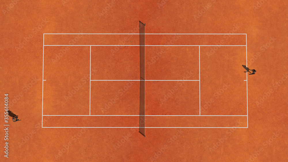 Orange clay tennis  court