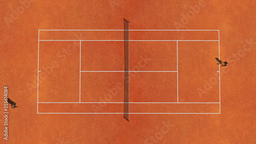 Orange clay tennis  court photo