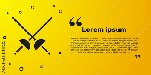 Black Fencing icon isolated on yellow background. Sport equipment. Vector Illustration.