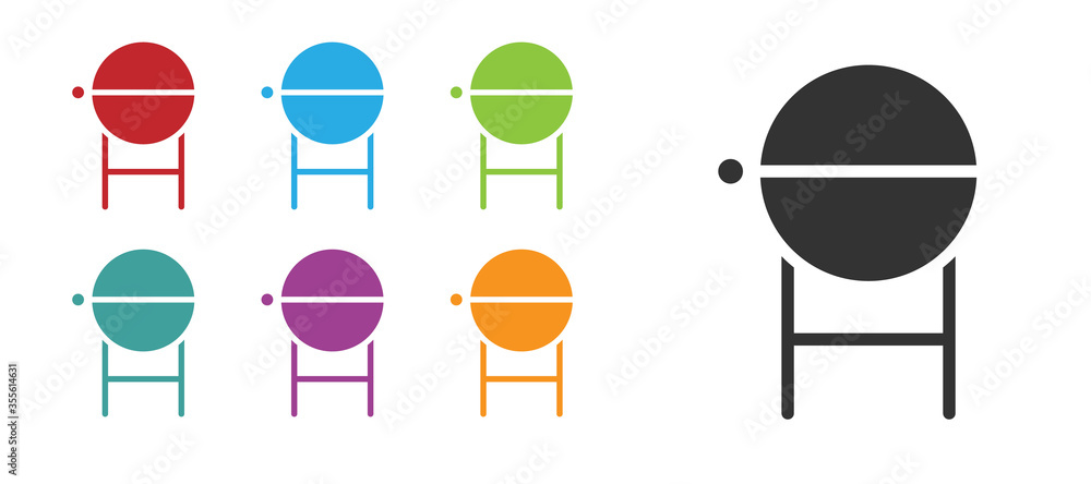 Black Barbecue grill icon isolated on white background. BBQ grill party. Set icons colorful. Vector Illustration.