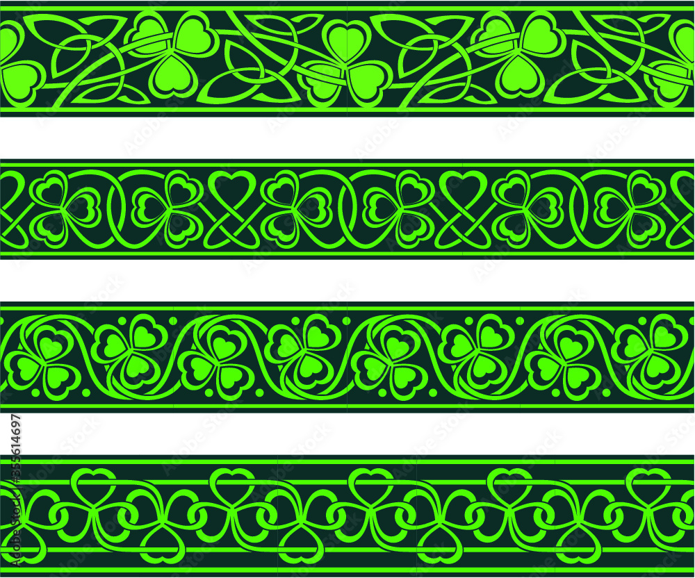 seamless borders with shamrock Stock Vector | Adobe Stock