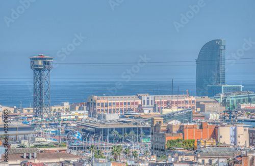 Aerial view of the port of Barcelona, Spain photo