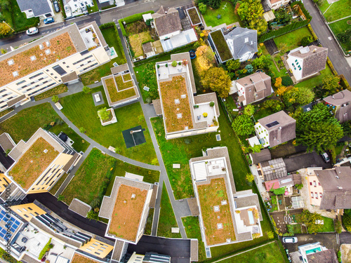aerial view of a modern housing estate