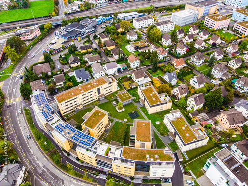 Bild auf Leinwand aerial view of a modern residential area with environmentally friendly infrastru