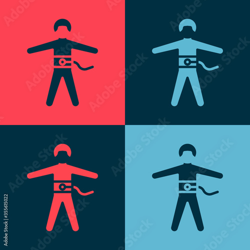 Pop art Bungee jumping icon isolated on color background. Vector Illustration.