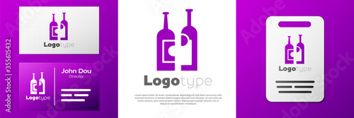Logotype Bottles of wine icon isolated on white background. Logo design template element. Vector Illustration.