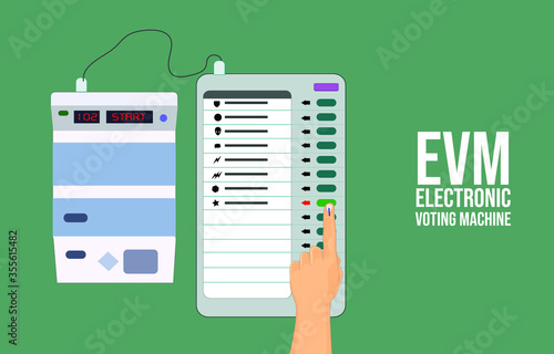 Indian EVM, Electronic voting machine for election and Voter Verified Paper Audit Trial (VVPAT) vector illustration 