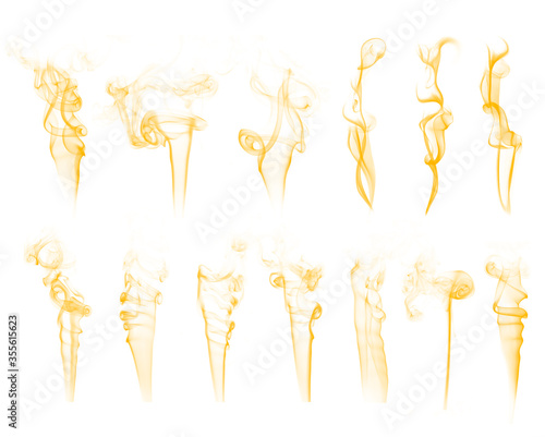 Beautiful big set of 13 yellow curve smoke brushes