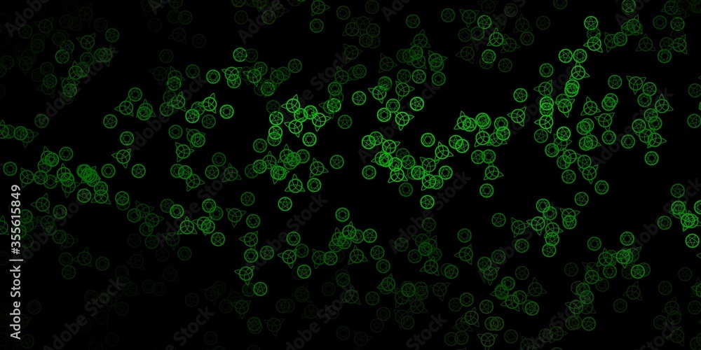 Dark Green vector template with esoteric signs.