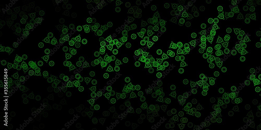 Dark Green vector template with esoteric signs. Dark Green vector template with esoteric signs.