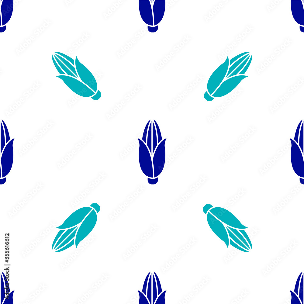 Fototapeta premium Blue Corn icon isolated seamless pattern on white background. Vector Illustration.