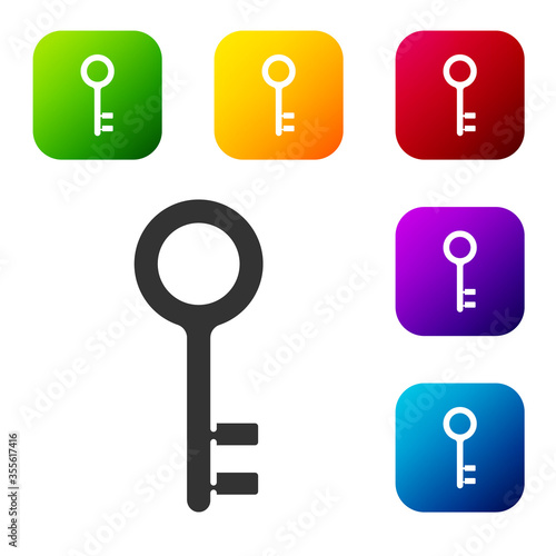 Black House key icon isolated on white background. Set icons in color square buttons. Vector Illustration.