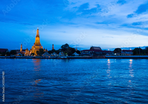 Arun Pagoda on the Chao Phraya Riverside, Landmark of Bangkok