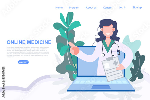 Online medicine telemedicine doctor consult from anywhere Flat design vector character  Health care and medical flat character vector illustration