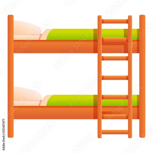 Bunk bed icon. Cartoon of bunk bed vector icon for web design isolated on white background