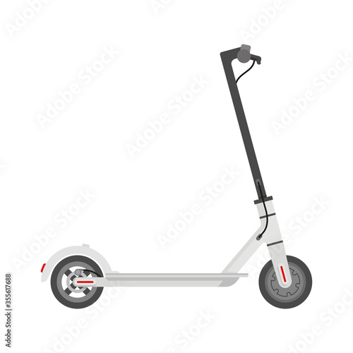 Electric scooter (kick scooter) in side view - isolated vector illustration of eco-friendly transport