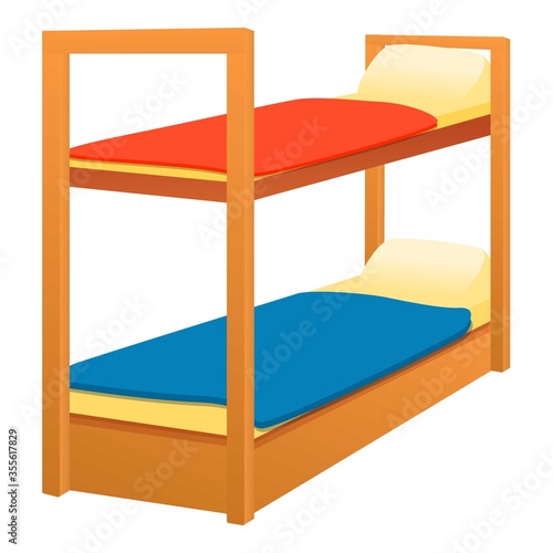 Double bunk bed icon. Cartoon of double bunk bed vector icon for web design isolated on white background