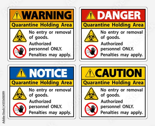Quarantine Holding Area Sign Isolate On White Background,Vector Illustration EPS.10