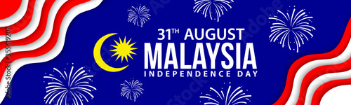 Vector illustration of 31 AUGUST HAPPY INDEPENDENCE DAY and Malaysia flag pattern.