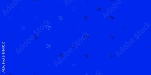 Light BLUE vector template with doodle hearts.