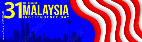 Vector illustration of 31 AUGUST HAPPY INDEPENDENCE DAY and Malaysia flag pattern.