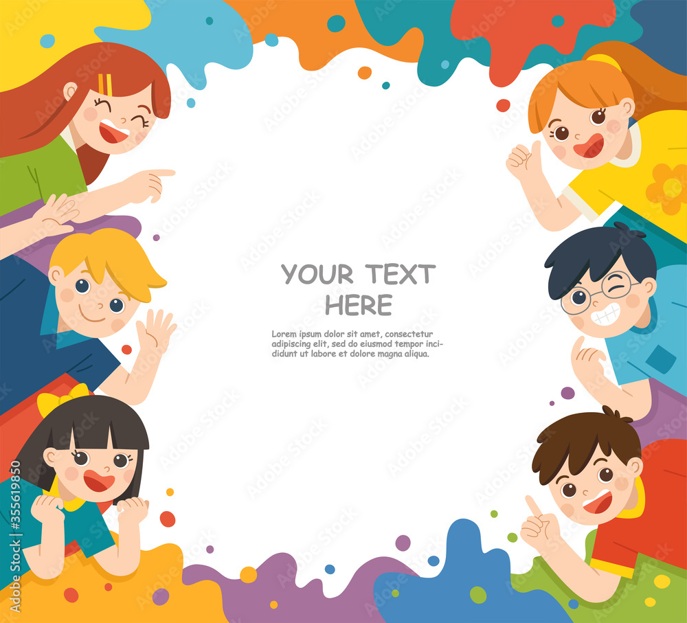 Back to School. Happy children having fun together. Children look up with interest. Art kids. Template for advertising brochure. Back to School. Happy children having fun together. Children look up with interest. Art kids. Template for advertising brochure.