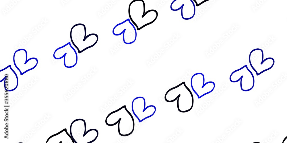 Light BLUE vector template with doodle hearts. Light BLUE vector template with doodle hearts.