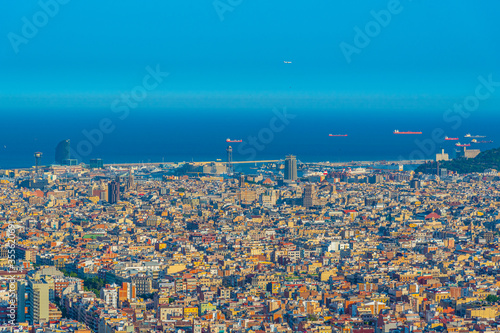 Aerial view of the port of Barcelona, Spain photo