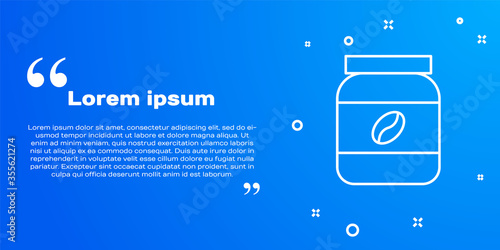 White line Coffee jar bottle icon isolated on blue background. Vector Illustration.