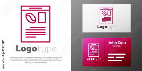 Logotype line Newspaper and coffee icon isolated on white background. Mass media symbol. Logo design template element. Vector Illustration.