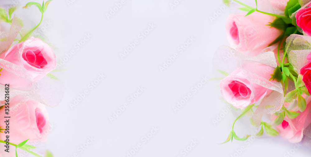 a bouquet of flowers isolate on white background with copy space isolate on white background, Close-up of flowers panoramic image
