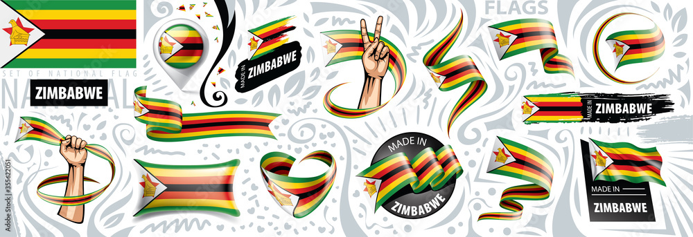 Vector set of the national flag of Zimbabwe in various creative designs Vector set of the national flag of Zimbabwe in various creative designs