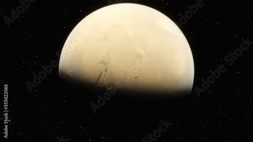 super-realistic Mars in the solar system 3d render