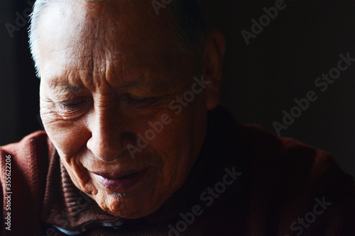Smiling old age native american man.