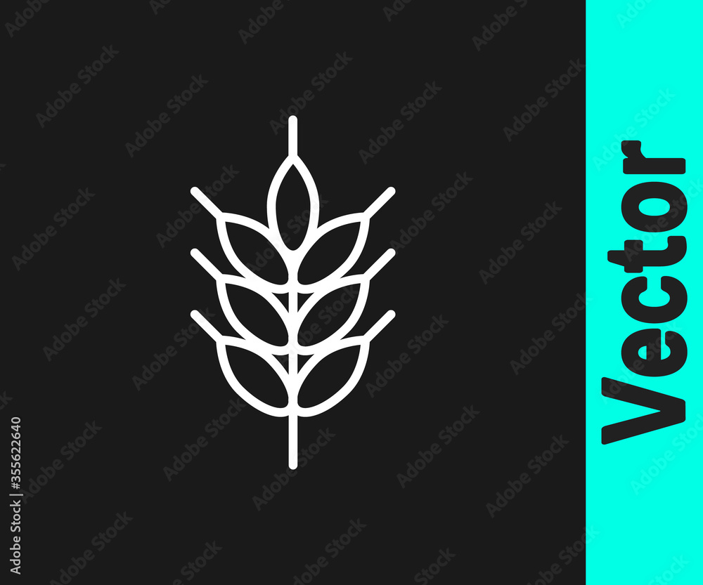 White line Hop icon isolated on black background. Vector Illustration.