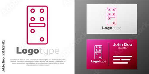 Logotype line Domino icon isolated on white background. Logo design template element. Vector Illustration.