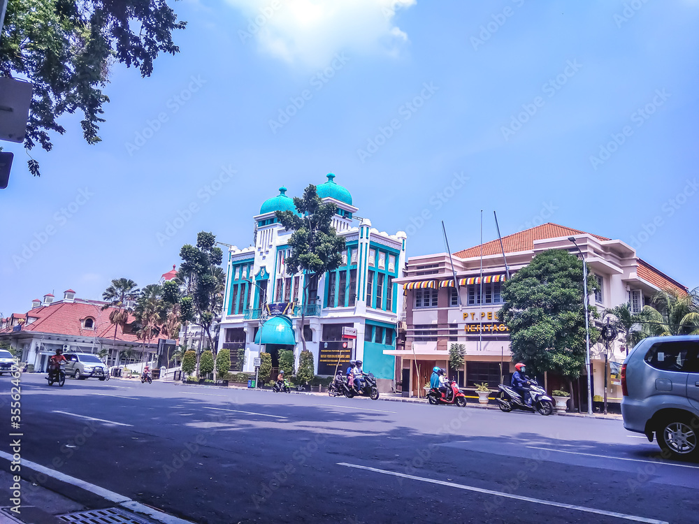 
A row of historical buildings that are still well preserved in the city of Surabaya