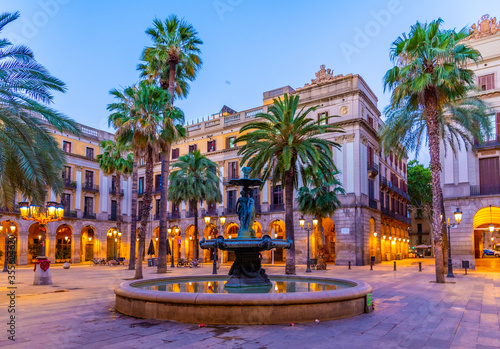 Photography Fountain at Placa Reial in Barcelona, Spain