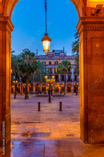 Photography Arcade at Placa Reial in Barcelona, Spain