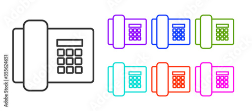 Black line Telephone icon isolated on white background. Landline phone. Set icons colorful. Vector Illustration.