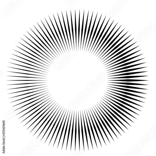 Radial speed Lines in Circle Form for comic books . background . Vector Illustration .Technology round Logo . Circular Design element . Abstract Geometric shape . 