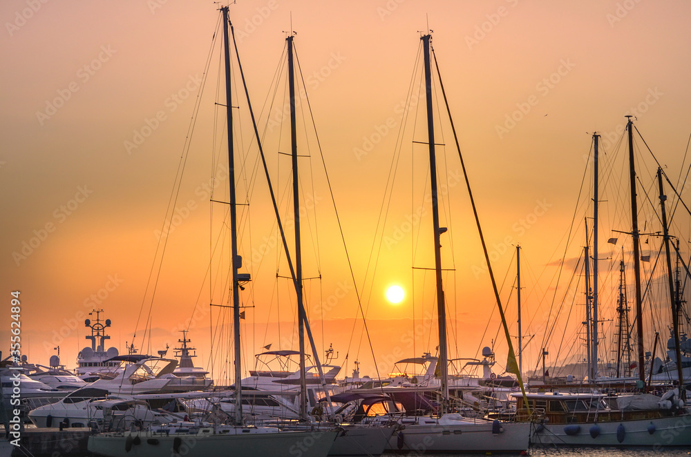 Marina of Flisvos at sunset. Piraeus ,Greece