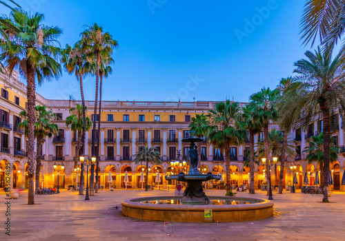 Fountain at Placa Reial in Barcelona, Spain